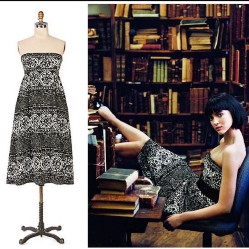 Anthropologie Out of Print Strapless Dress